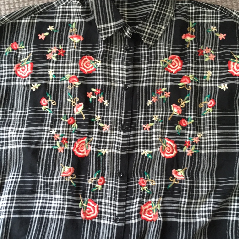 NWT Zara Basic Denim Embroidered shirt mini dress oversized tunic M - Picture 7 of 8
